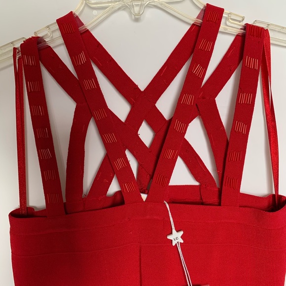 La Cite red stretchy coctail dress - Picture 3 of 6